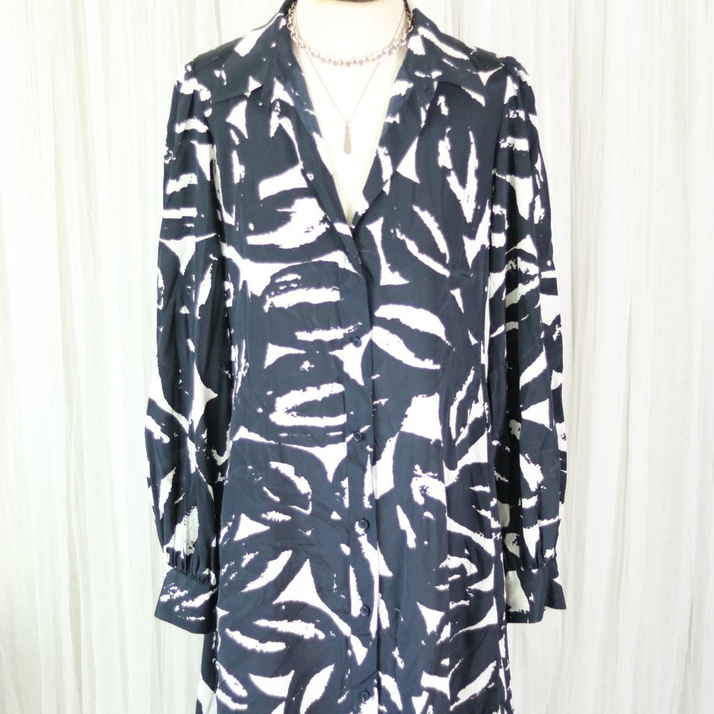 DKNY 100% Silk Coffee Printed Tunic Dress